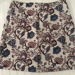 LOFT Cream and Blue Floral Skirt